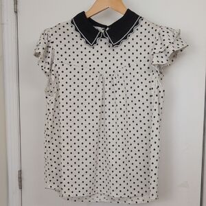 FAITH AND JOY POLKA DOT BLOUSE SIZE LARGE